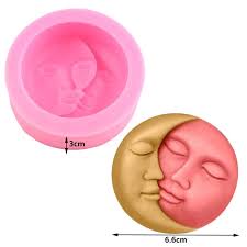 3D Sun and Moon Face Soft Silicone Mold Fondant Mold Couple